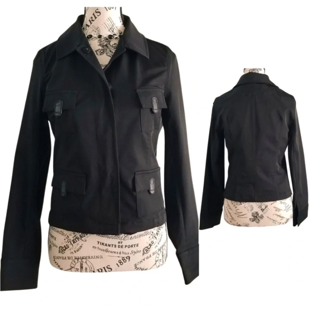 🇫🇷 Y2K Black Military Jacket Size Small - Picture 7 of 9